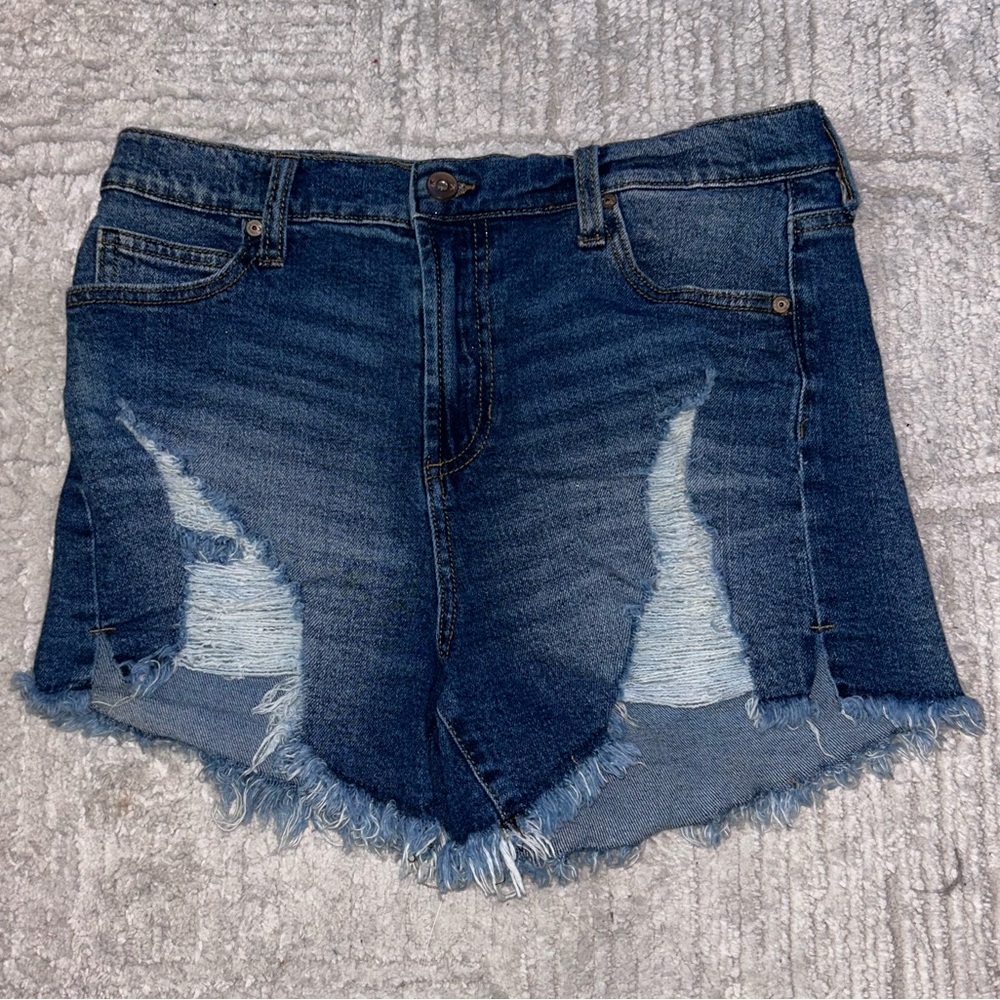 Kendall & Kylie Blue Frayed Jean Shorts